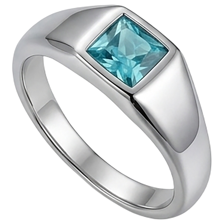 Homme Paraiba Néon Bague Masculine de luxe – 1 carats Or Blanc 14