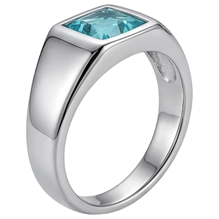 Homme Paraiba Néon Bague Masculine de luxe – 1 carats Or Blanc 14