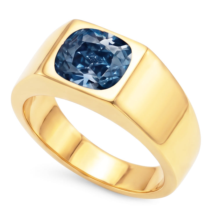 Homme Raffiné Bague avec Gemme avec Diamant Diamant Bleu – 2