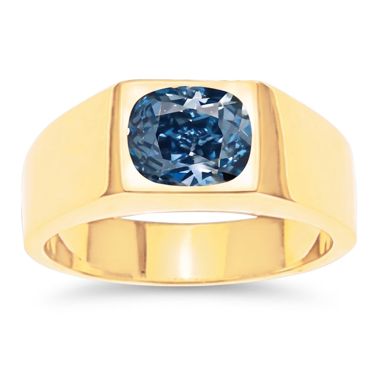 Homme Raffiné Bague avec Gemme avec Diamant Diamant Bleu – 2