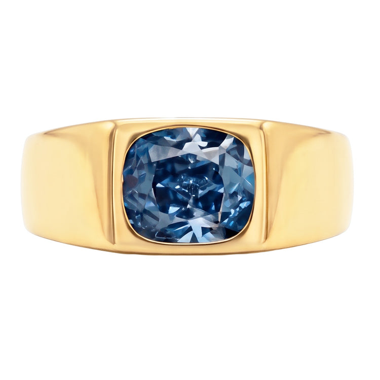 Homme Raffiné Bague avec Gemme avec Diamant Diamant Bleu – 2