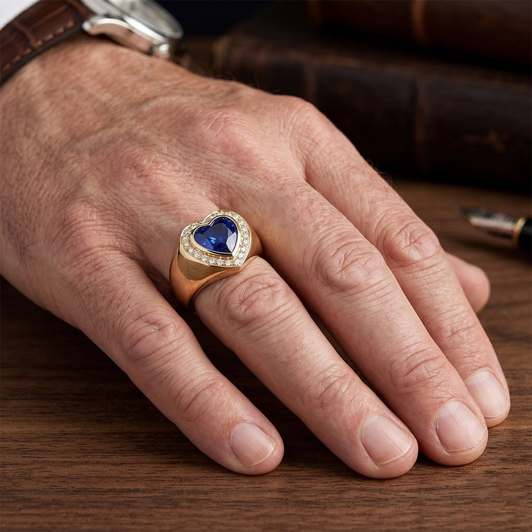 Homme VVS Bague Pierre de Couleur – Saphir Bleu Bleuet 3,75