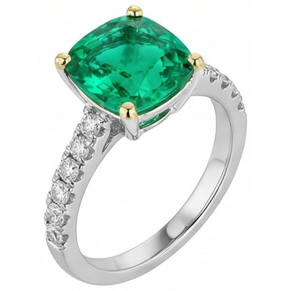 Émeraude Colombienne Bague Pierre Précieuse – vue de côté