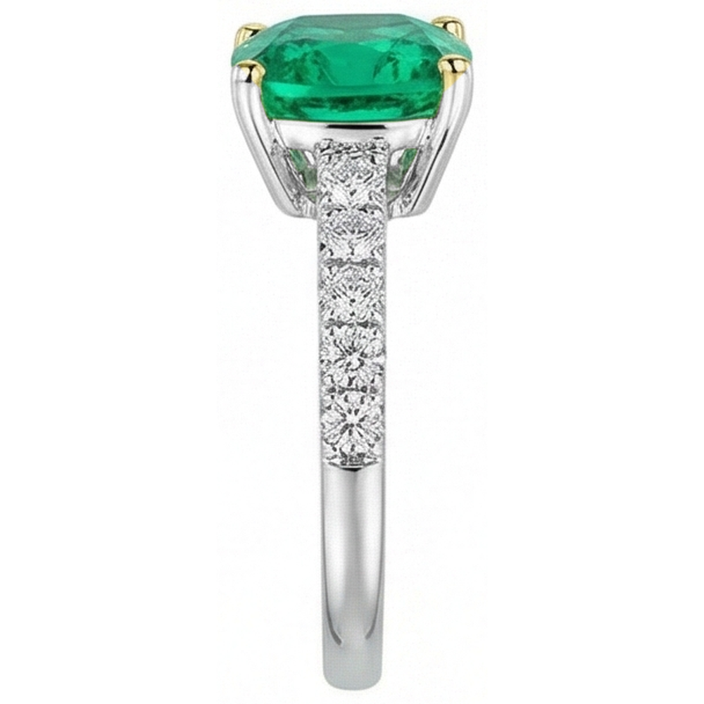 Brillant Émeraude Colombienne Bague Pierre Précieuse 5 carats – vue de profil