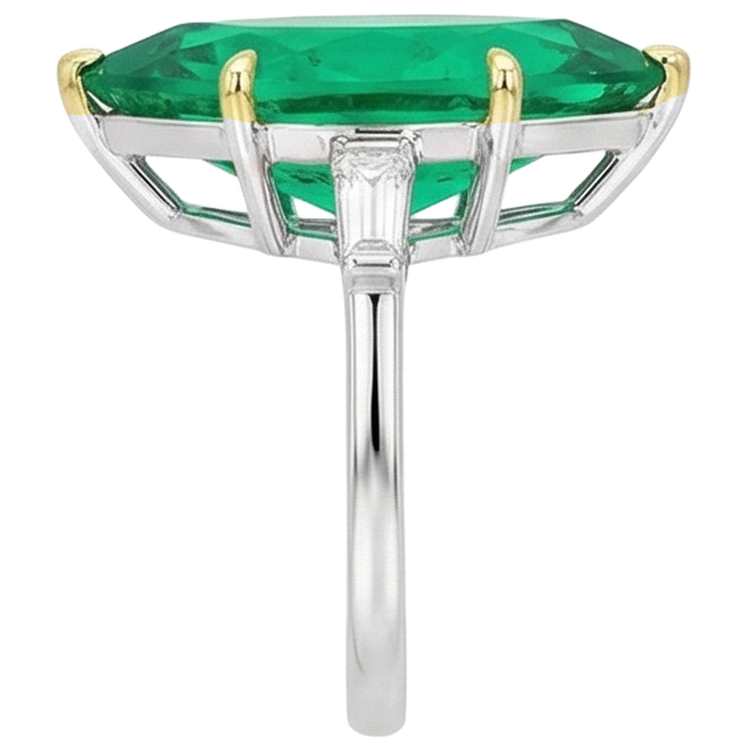 Émeraude Colombienne Bague avec Gemme – vue de profil