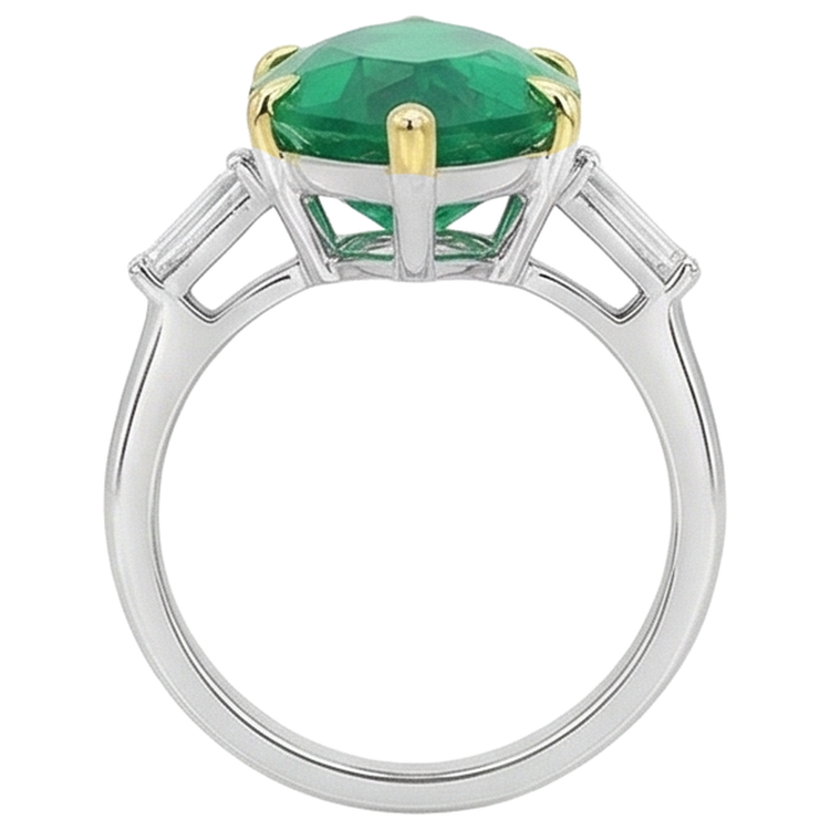 Émeraude Colombienne Bague avec Gemme – vue de dessus