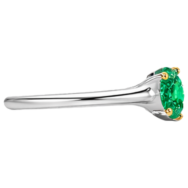 Émeraude Taille Ronde Bague avec Gemme en Or 14K Bicolore – vue de dessus