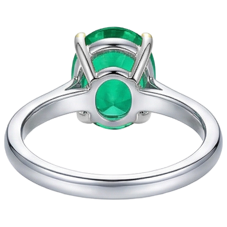 Émeraude Ovale Bague Pierre Précieuse en Or Bicolore 14 Carats – vue arrière