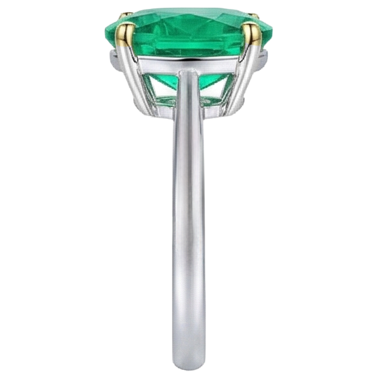 Émeraude Bague Pierre Précieuse 5-carats Or Bicolore 14 Carats – vue de profil