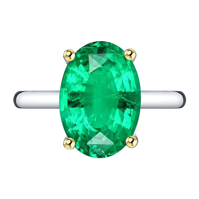 Brillant Émeraude Bague Pierre Précieuse 5 carats – vue principale
