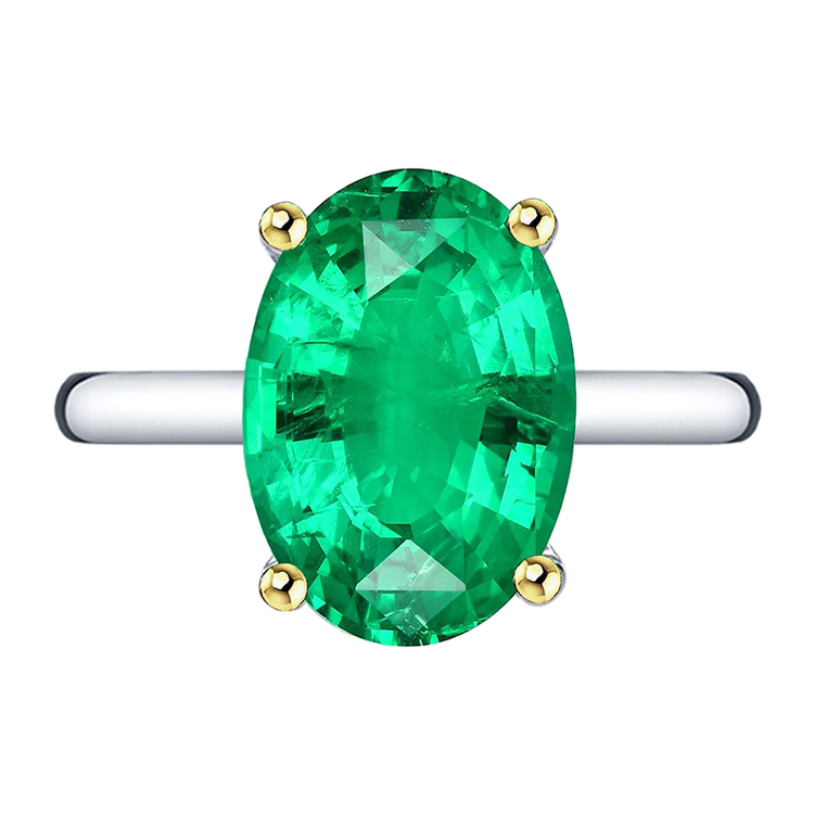 Brillant Émeraude Bague Pierre Précieuse 5 carats – vue principale