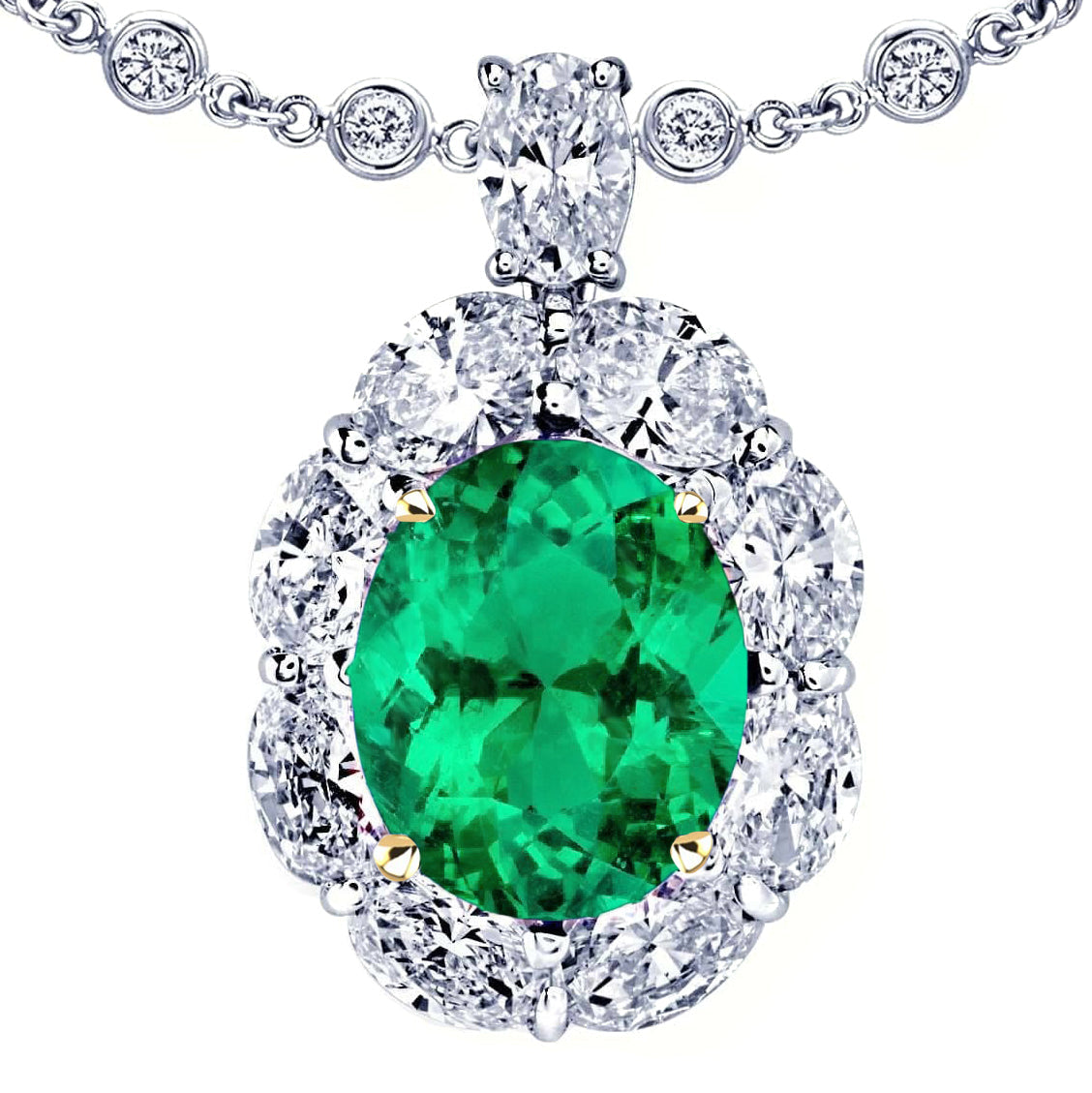 Taille Ovale Émeraude bague en Or Bicolore 14 Carats – vue principale