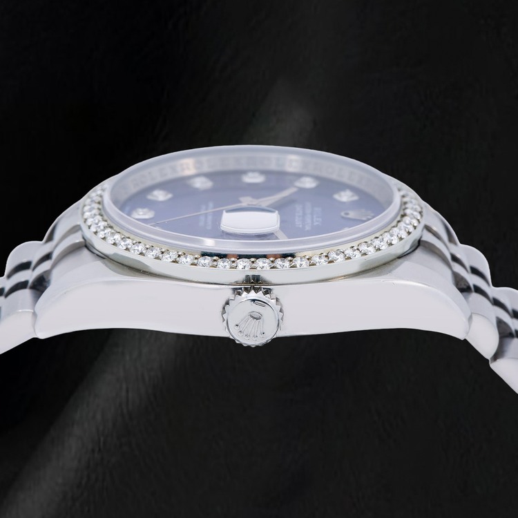 Montre Rolex 16200 Datejust 36 mm Cadran Diamants Bleu Acier Inoxydable