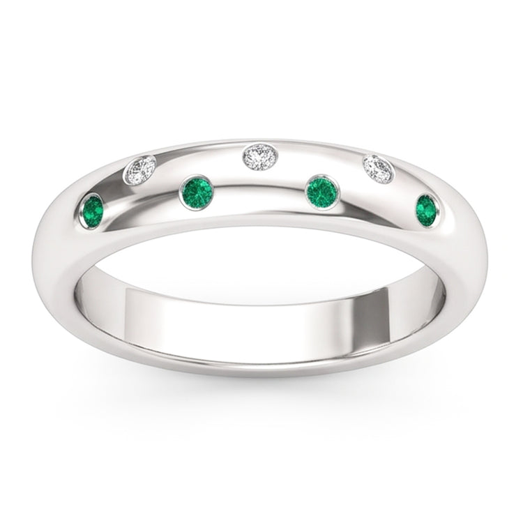 Jonc Gypsy Diamant Naturels Extraits des Mines ( et non cultivés en laboratoire ) Vert Emeraude 1.10 Carats Or Blanc 14K