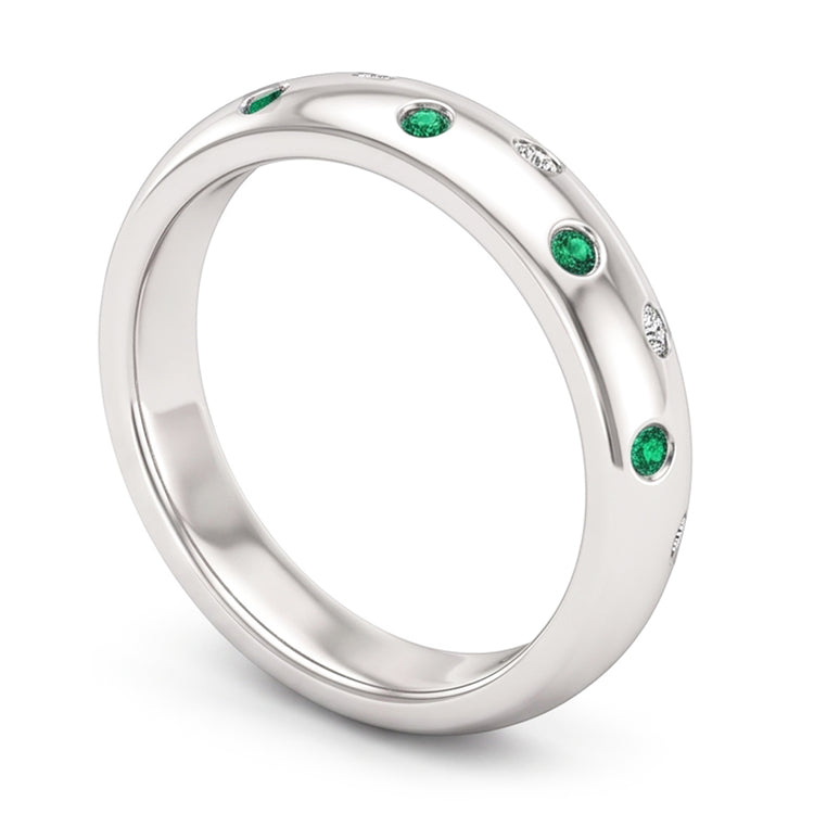 Jonc Gypsy Diamant Naturels Extraits des Mines ( et non cultivés en laboratoire ) Vert Emeraude 1.10 Carats Or Blanc 14K