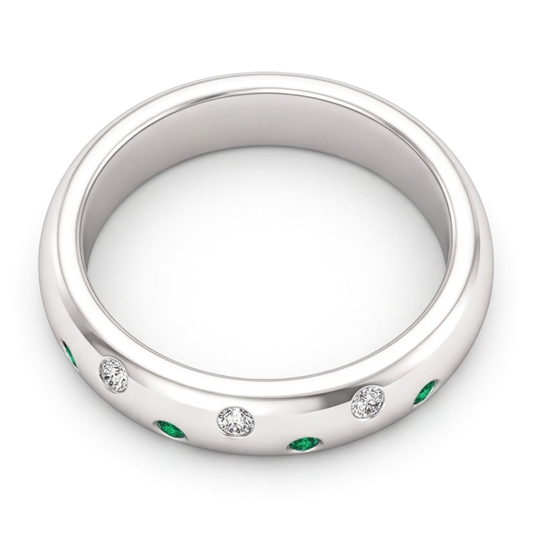 Jonc Gypsy Diamant Naturels Extraits des Mines ( et non cultivés en laboratoire ) Vert Emeraude 1.10 Carats Or Blanc 14K