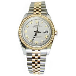 Jubilé de la montre Rolex Datejust à cadran romain blanc et lunette en diamant