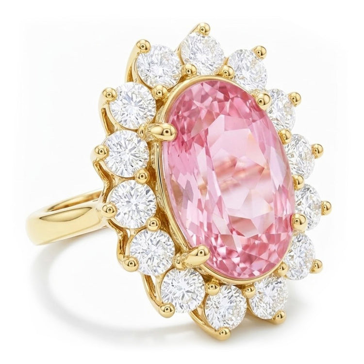 Kunzite Bague Pierre de Couleur – 19 carats en Or Jaune