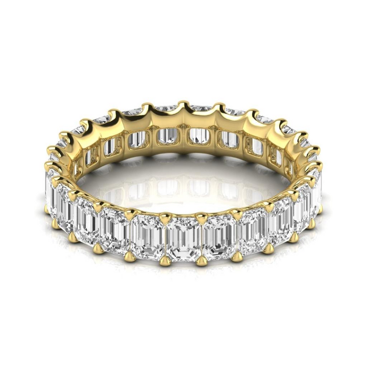 Diamant Taille Émeraude Eternity Band en Or 14K Jaune – vue de face