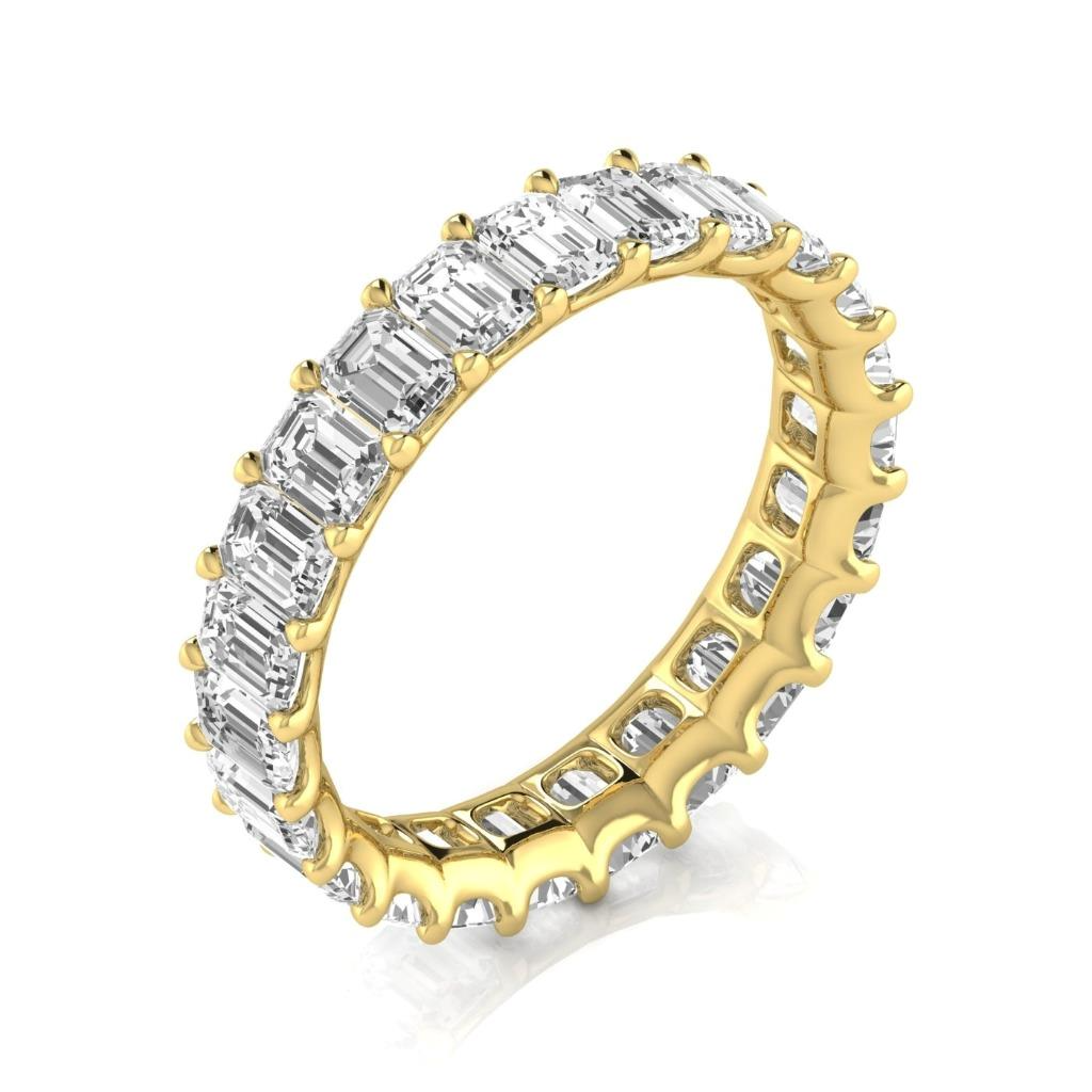 Taille Émeraude Diamant bague en Or 14K Jaune – vue principale