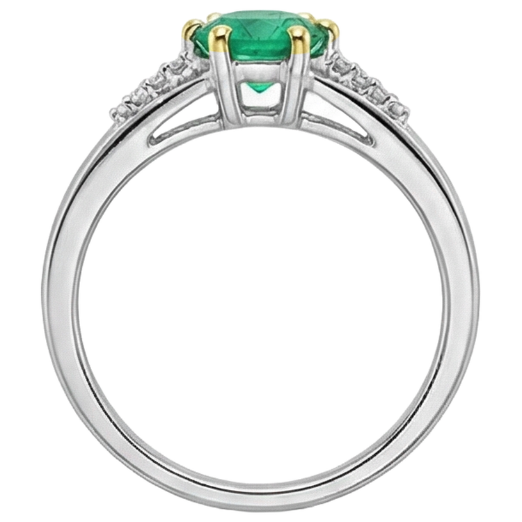 Bague avec Gemme Or Bicolore 14 Carats avec Émeraude Colombienne – vue arrière