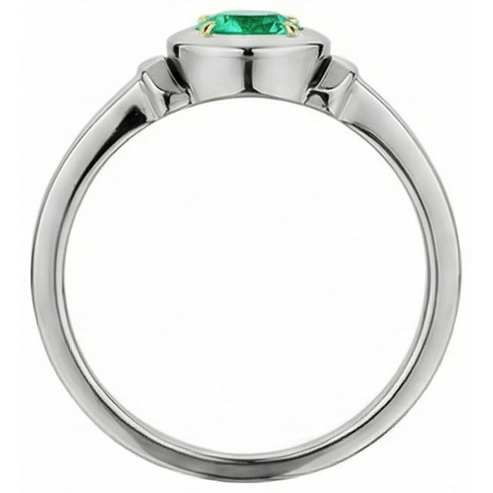 Émeraude Colombienne Bague avec Gemme 1-carats Or Bicolore 14 Carats – vue de dessus