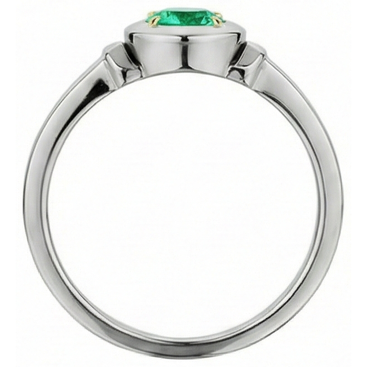 Émeraude Colombienne Bague avec Gemme 1-carats Or Bicolore 14 Carats – vue de dessus