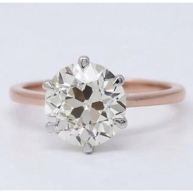 Bague Solitaire Or 14K Bicolore avec Diamant – vue de face