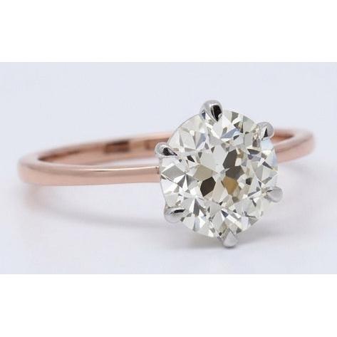 Coussin Antique Diamant bague en Or 14K Bicolore – vue d'angle