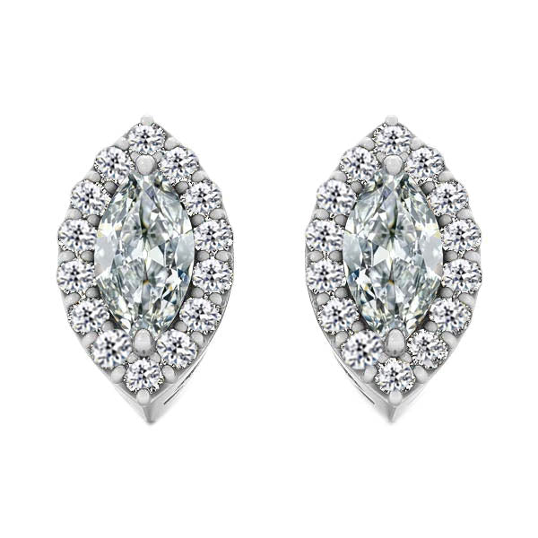 Pendants d'Oreilles Or Blanc 14 Carats avec Brillant – vue principale