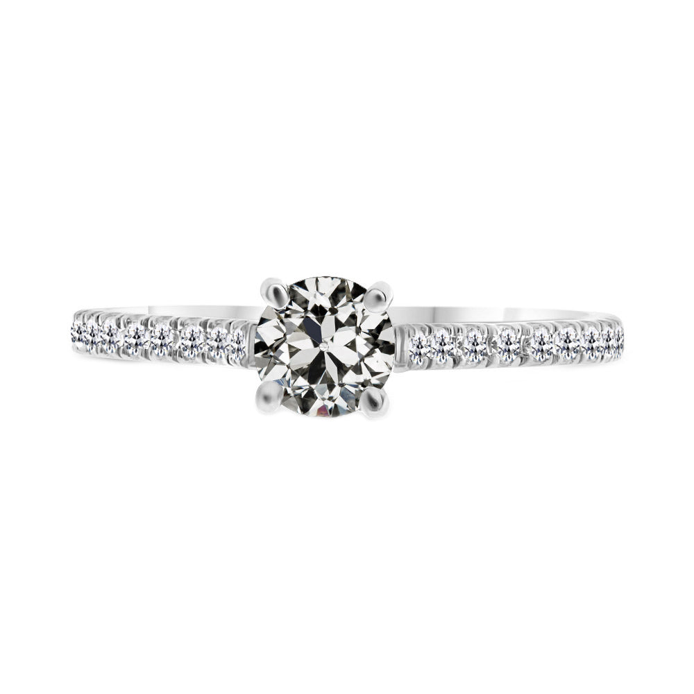 Bague Solitaire avec Accents Or Blanc 14 Carats avec Diamant Fin – vue principale