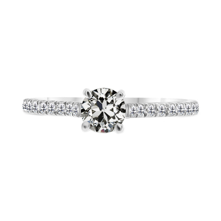 Bague Solitaire avec Accents Or Blanc 14 Carats avec Diamant Fin – vue principale