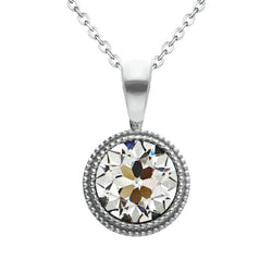 Pendentif Goutte Or Blanc 14 Carats – Diamant Taille Old Mine 2