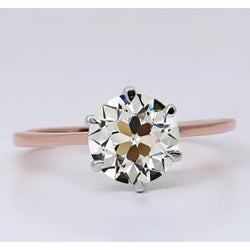 Diamant Bague Solitaire de luxe – 2 carats Or 14K Bicolore