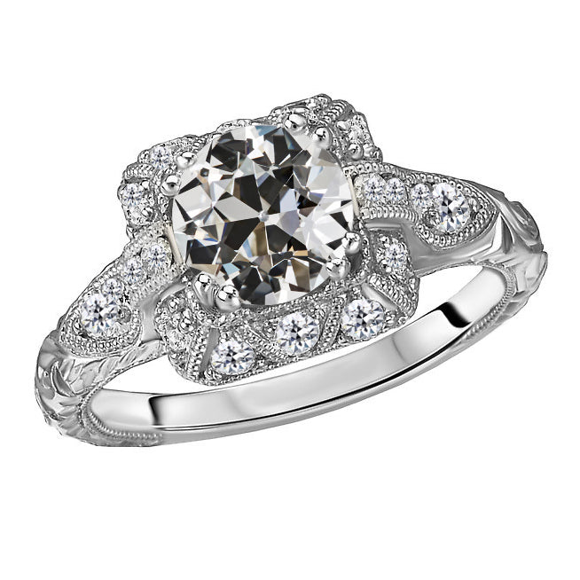 Bague Halo Or 14K Blanc avec Diamant – vue principale