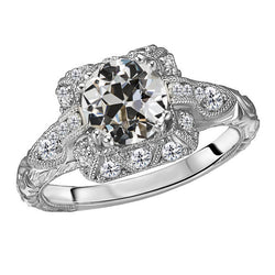 Haut de gamme Taille Européenne Ancienne Diamant Bague Halo – 2