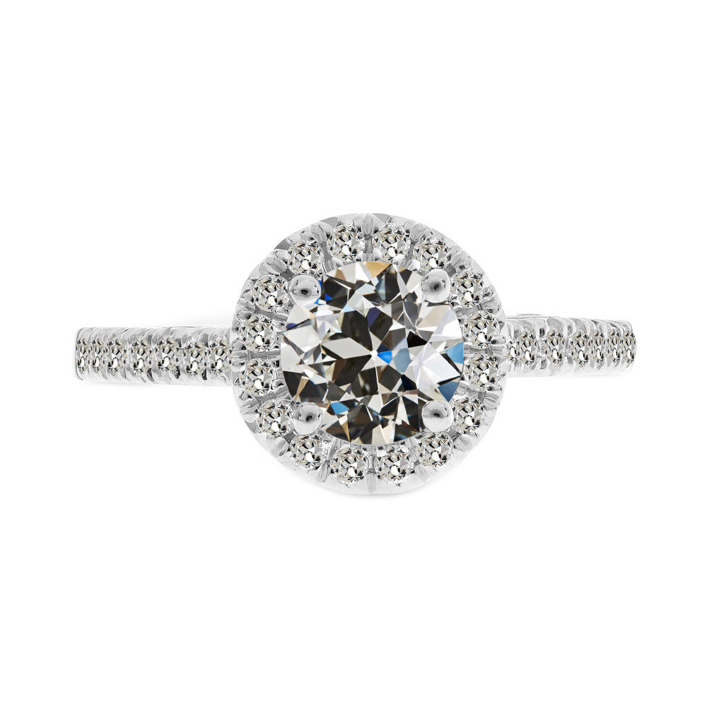 Taille Old Mine Brillant bague en Or Blanc 14 Carats – vue principale
