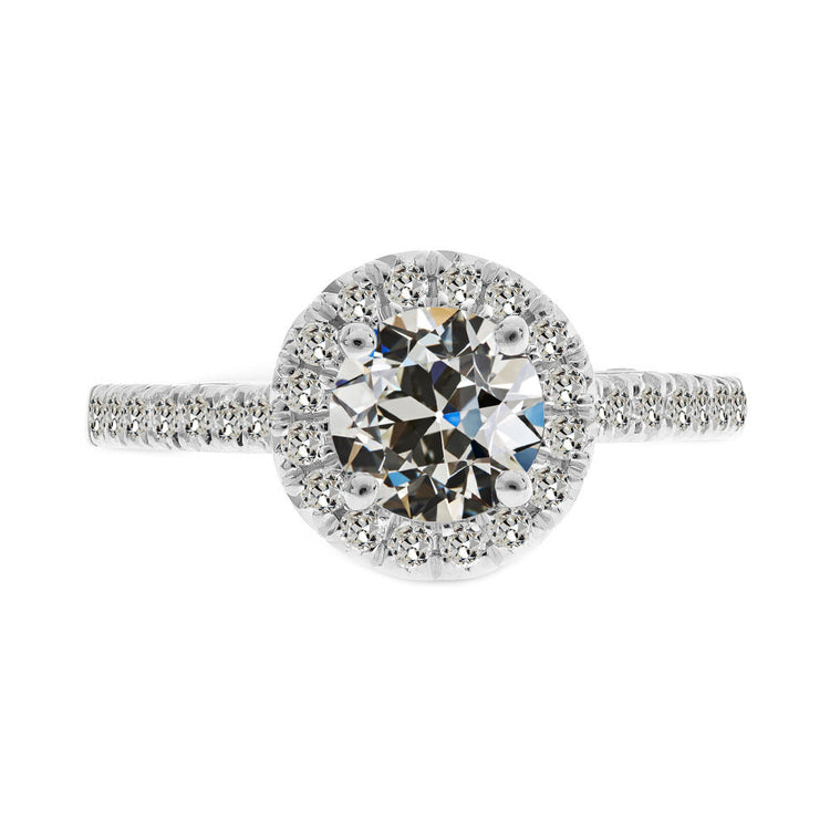 Taille Old Mine Brillant bague en Or Blanc 14 Carats – vue principale