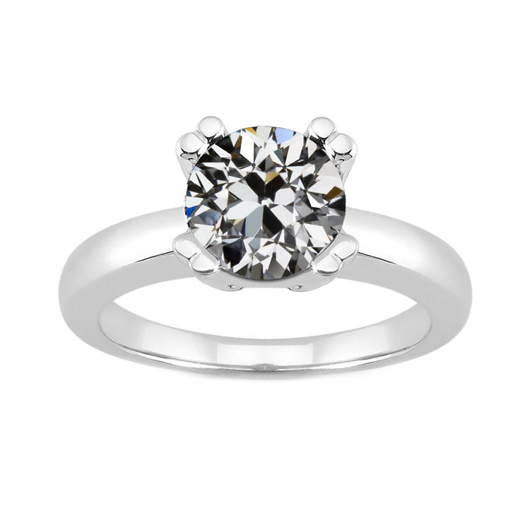 Diamant Fin Taille Old Mine Solitaire de Fiançailles en Or Blanc 14 Carats – vue principale