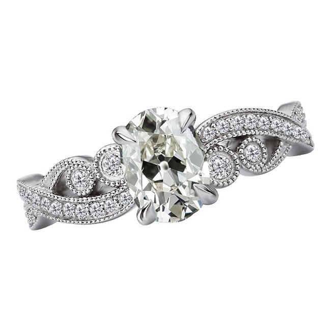 Bague Solitaire avec Accents Or 14K Blanc avec Diamant – vue principale