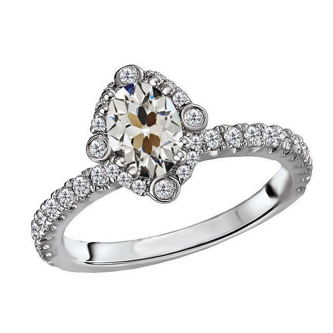 Coussin Antique Brillant bague en Or Blanc 14 Carats – vue principale