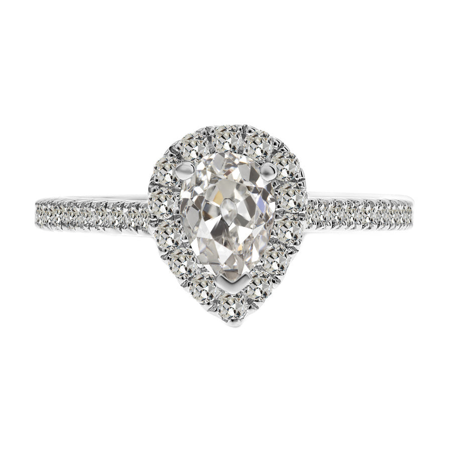 Diamant Fin Bague Halo 2 carats Or Blanc 14 Carats – vue principale