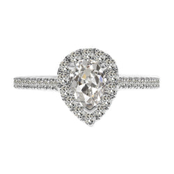 Or Blanc 14 Carats Diamant Fin Bague Halo – 2-carats Taille Old