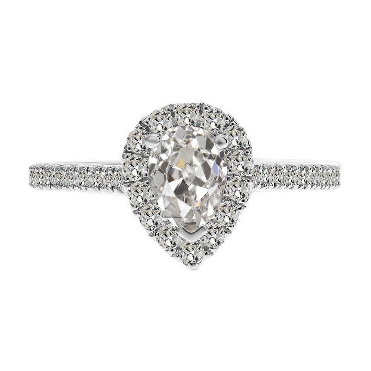 Diamant Fin Bague Halo 2 carats Or Blanc 14 Carats – vue principale