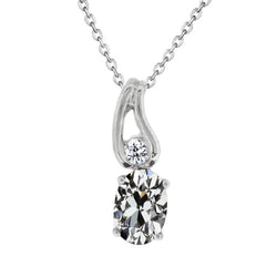 Étincelant Pendentif avec Diamant Fin Taille Old Mine – 2 carats