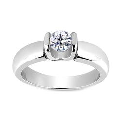 Diamant Fin Bague Solitaire de luxe – 1,50 carats Or Blanc 14
