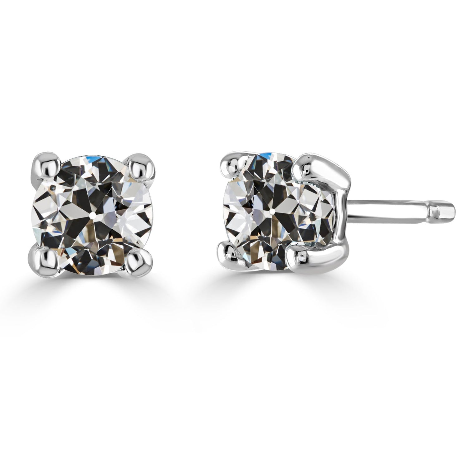 Puces d'Oreilles Or Blanc 14 Carats avec Diamant Fin – vue principale