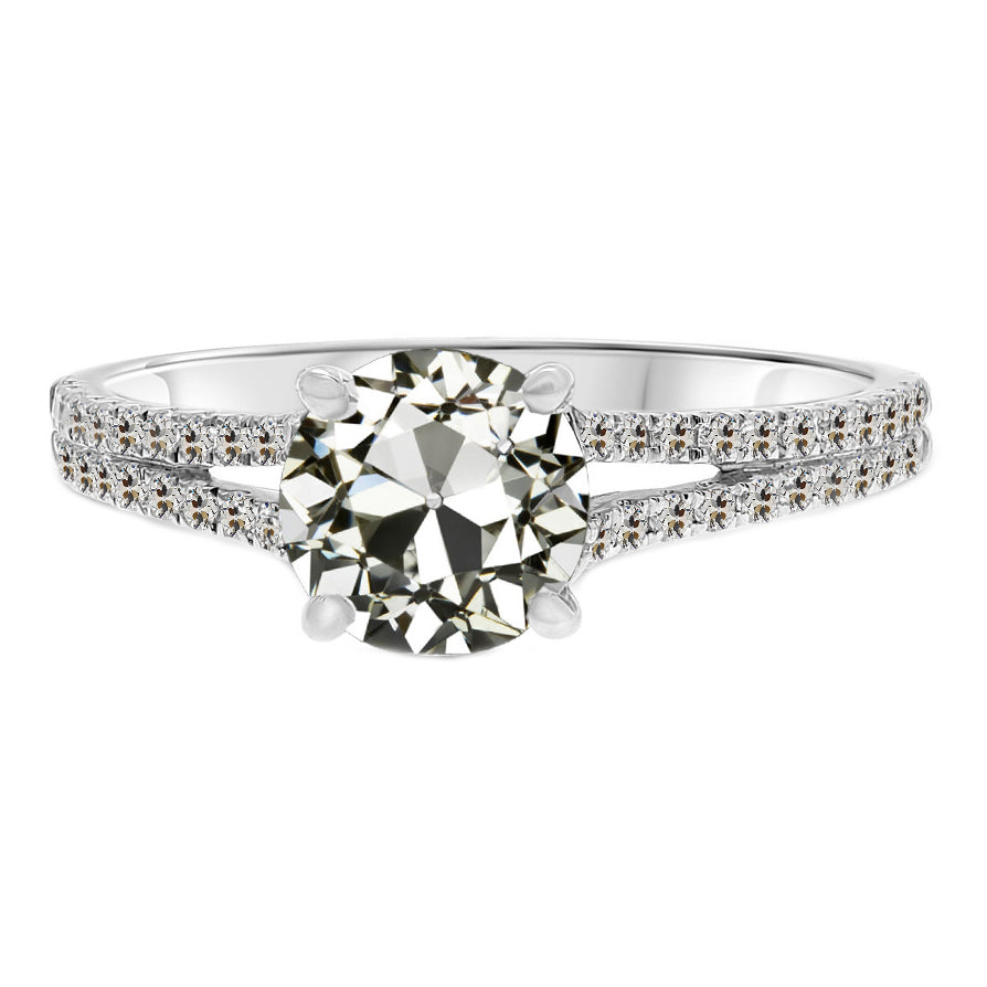Taille Old Mine Diamant Fin bague en Or Blanc 14 Carats – vue principale