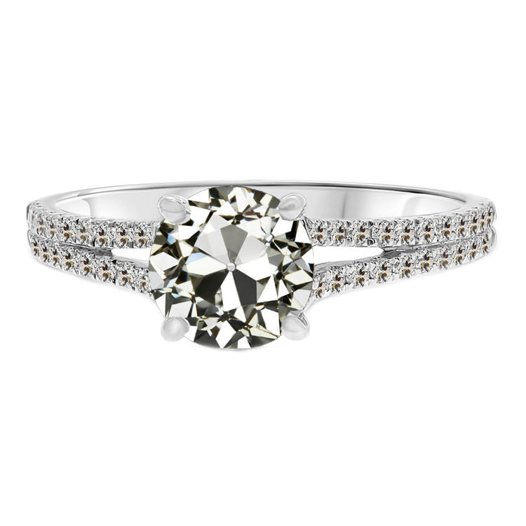 Taille Old Mine Diamant Fin bague en Or Blanc 14 Carats – vue principale