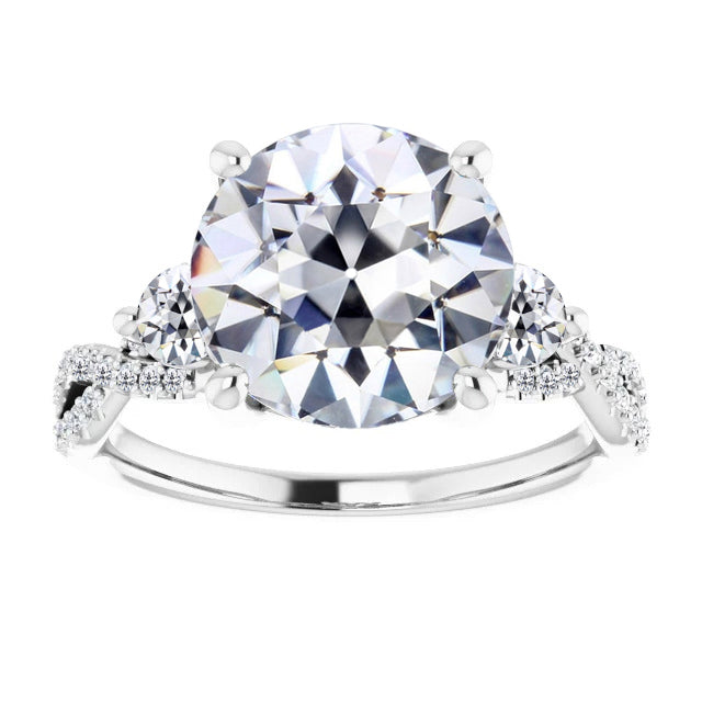 Premium Diamant Fin Bague Solitaire avec Accents 6 carats – vue principale